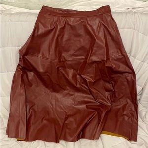 Faux leather A-Line Skirt.